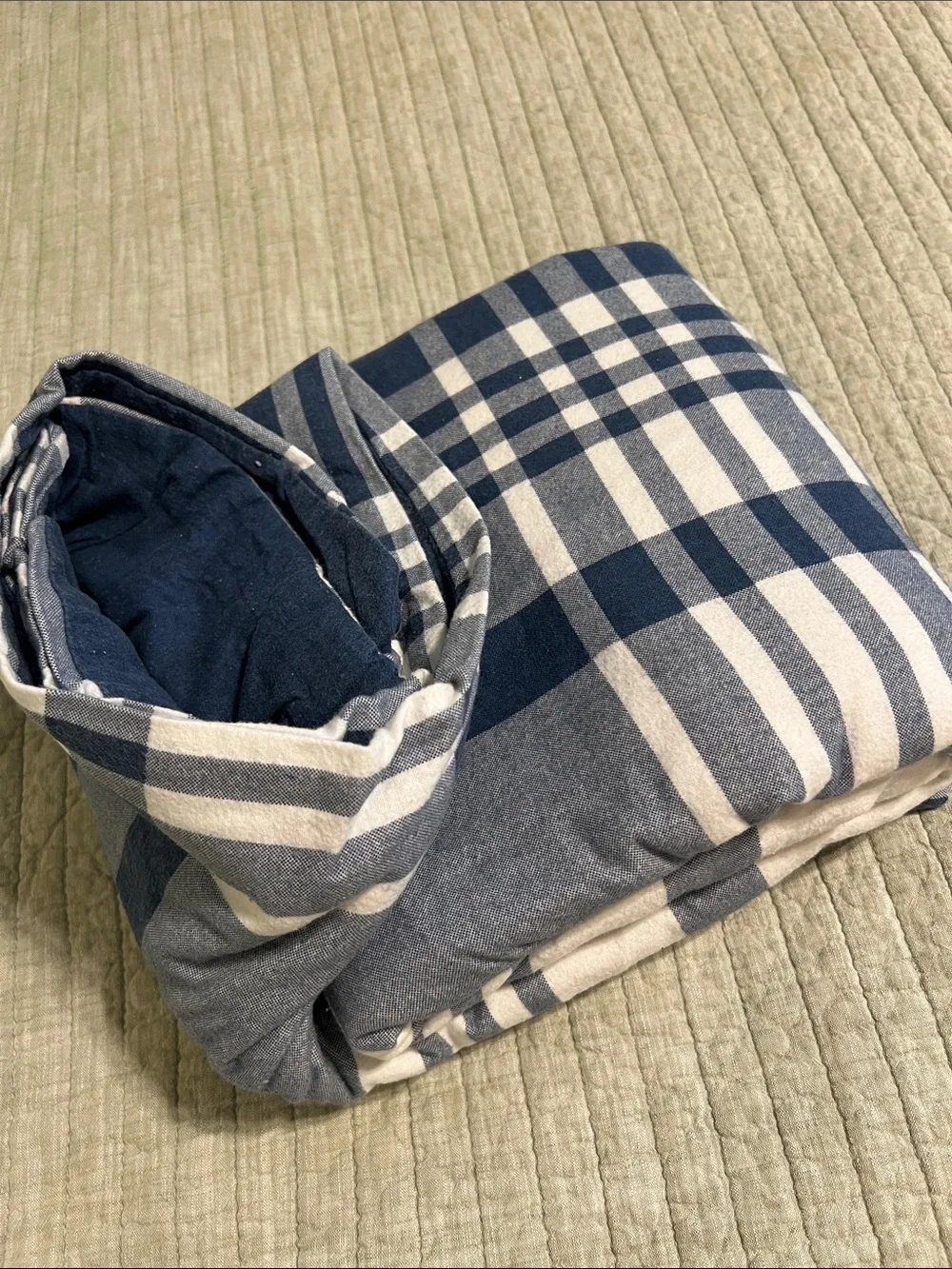 🔥🔥BROOKS BROTHERS Plaid Duvet Set — blue and white